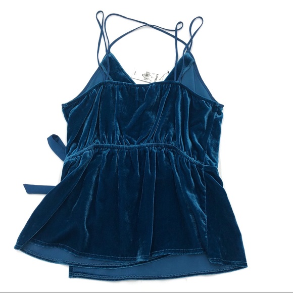 New With Tags Express Blue Velvet Wrap Cami. - Picture 2 of 8